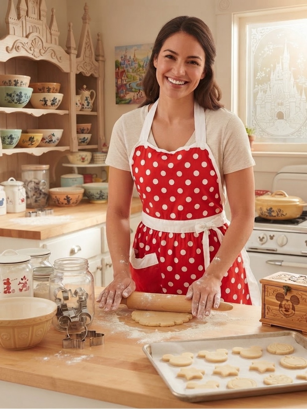 Disney Parks Minnie Mouse Mouseware Cotton Kitchen Apron with White Trim
